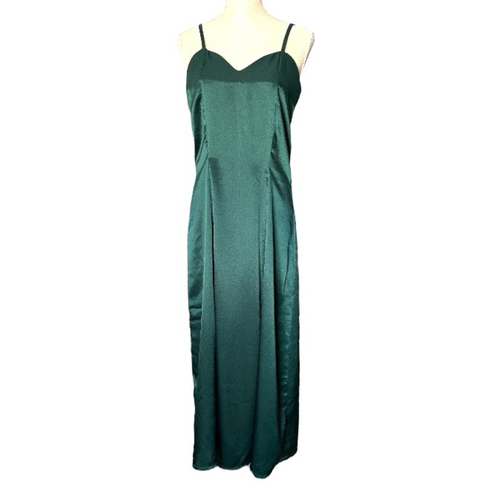 Vintage Emerald green sweetheart neckline spaghetti strap maxi dress